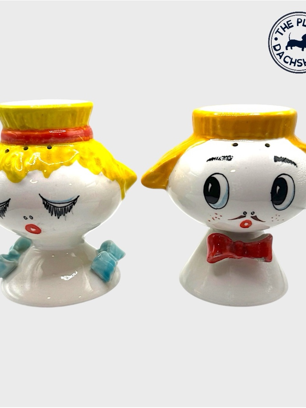 Vintage Ceramic Head Salt & Pepper Shakers and Egg Cups